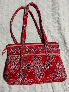 Vera Bradley Red Quilted Floral Tote Bag - Women's Shoulder Bag